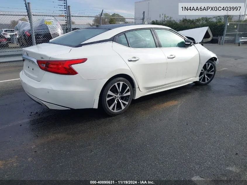 2016 Nissan Maxima 3.5 Sl VIN: 1N4AA6APXGC403997 Lot: 40895631