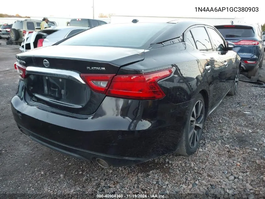 2016 Nissan Maxima 3.5 Platinum VIN: 1N4AA6AP1GC380903 Lot: 40904360