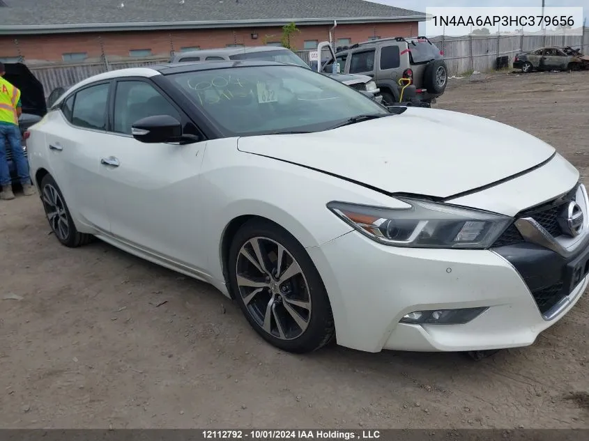 2017 Nissan Maxima 3.5S/Sv/Sl/Sr/Plat VIN: 1N4AA6AP3HC379656 Lot: 12112792