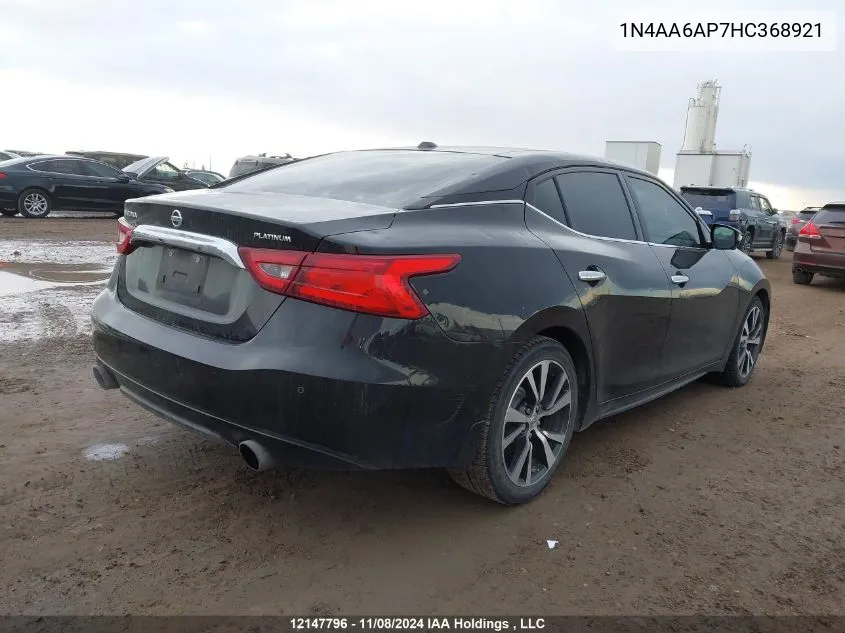 2017 Nissan Maxima VIN: 1N4AA6AP7HC368921 Lot: 12147796