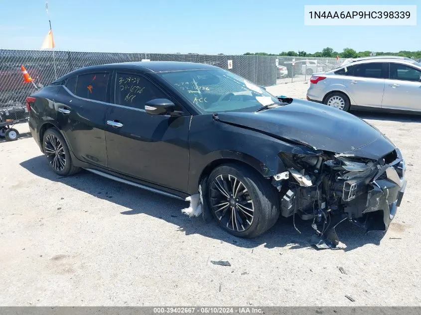 2017 Nissan Maxima 3.5 Sv VIN: 1N4AA6AP9HC398339 Lot: 39402667