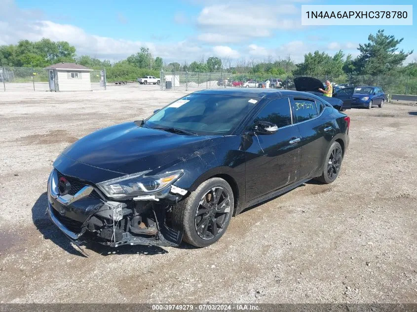 2017 Nissan Maxima VIN: 1N4AA6APXHC378780 Lot: 39749279