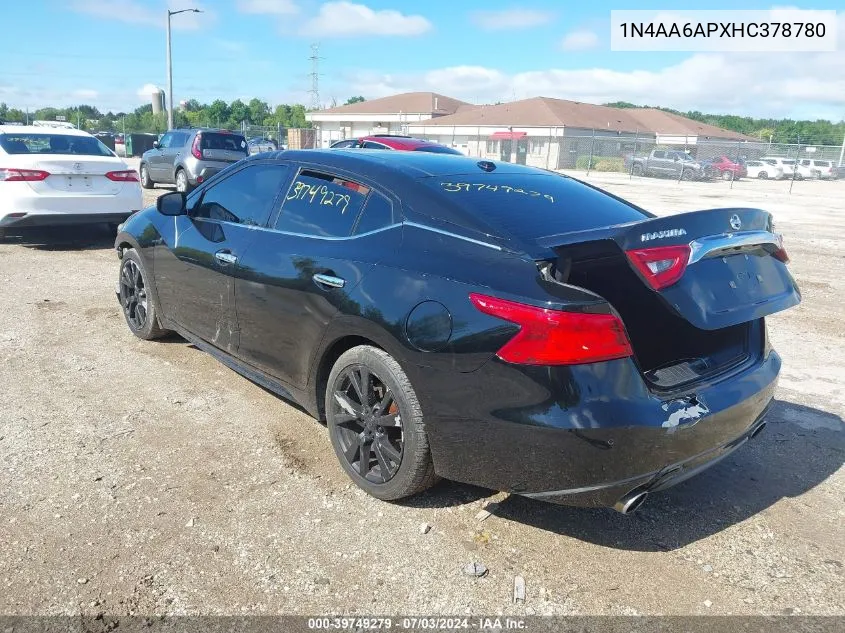 2017 Nissan Maxima VIN: 1N4AA6APXHC378780 Lot: 39749279