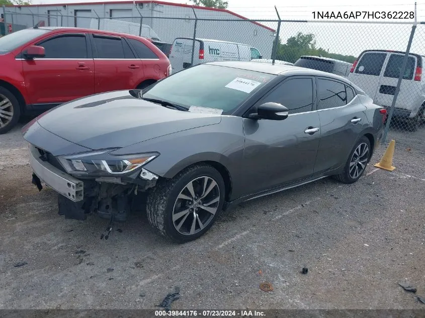 2017 Nissan Maxima 3.5 Platinum/3.5 S/3.5 Sl/3.5 Sr/3.5 Sv VIN: 1N4AA6AP7HC362228 Lot: 39844176