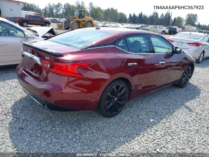 2017 Nissan Maxima 3.5 Sr VIN: 1N4AA6AP6HC367923 Lot: 39880678