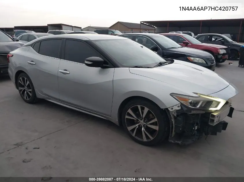 2017 Nissan Maxima 3.5 Sv VIN: 1N4AA6AP7HC420757 Lot: 39882087