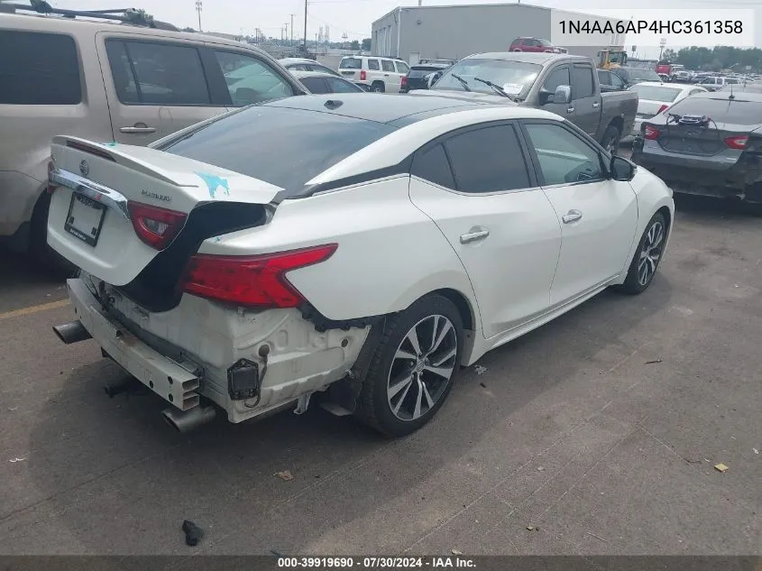 1N4AA6AP4HC361358 2017 Nissan Maxima 3.5 Platinum