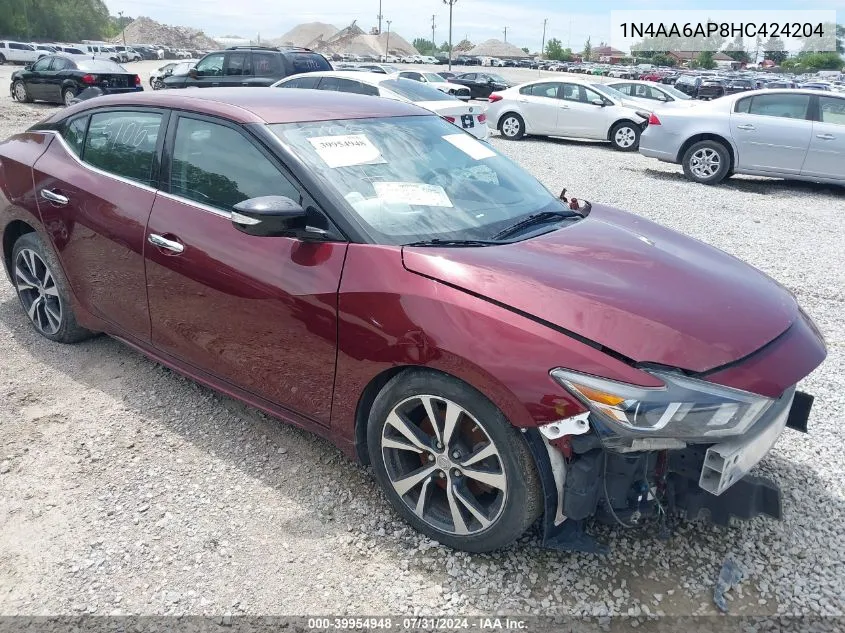 2017 Nissan Maxima 3.5 Sv VIN: 1N4AA6AP8HC424204 Lot: 39954948