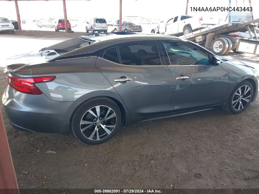 2017 Nissan Maxima 3.5 Sl VIN: 1N4AA6AP0HC443443 Lot: 39982091