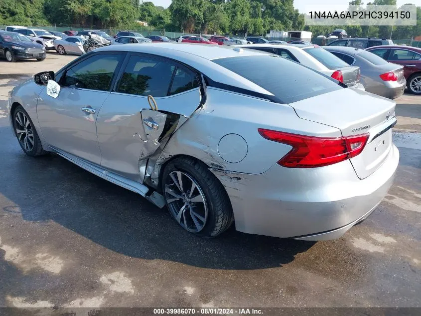 1N4AA6AP2HC394150 2017 Nissan Maxima 3.5 Sv