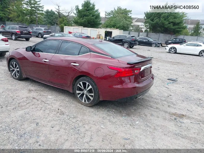 1N4AA6AP5HC408560 2017 Nissan Maxima 3.5 Sr