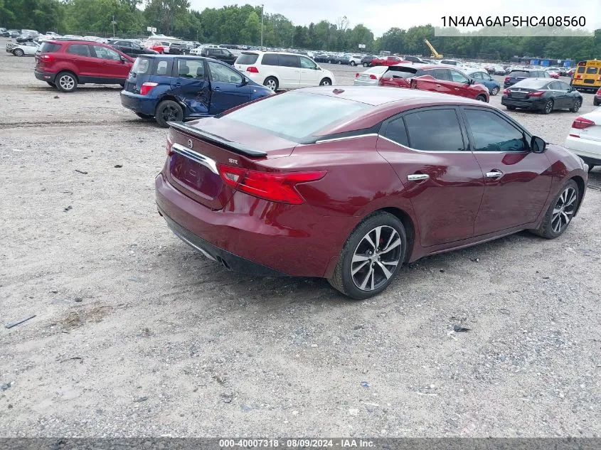 2017 Nissan Maxima 3.5 Sr VIN: 1N4AA6AP5HC408560 Lot: 40007318