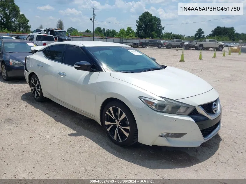 1N4AA6AP3HC451780 2017 Nissan Maxima 3.5 Sv