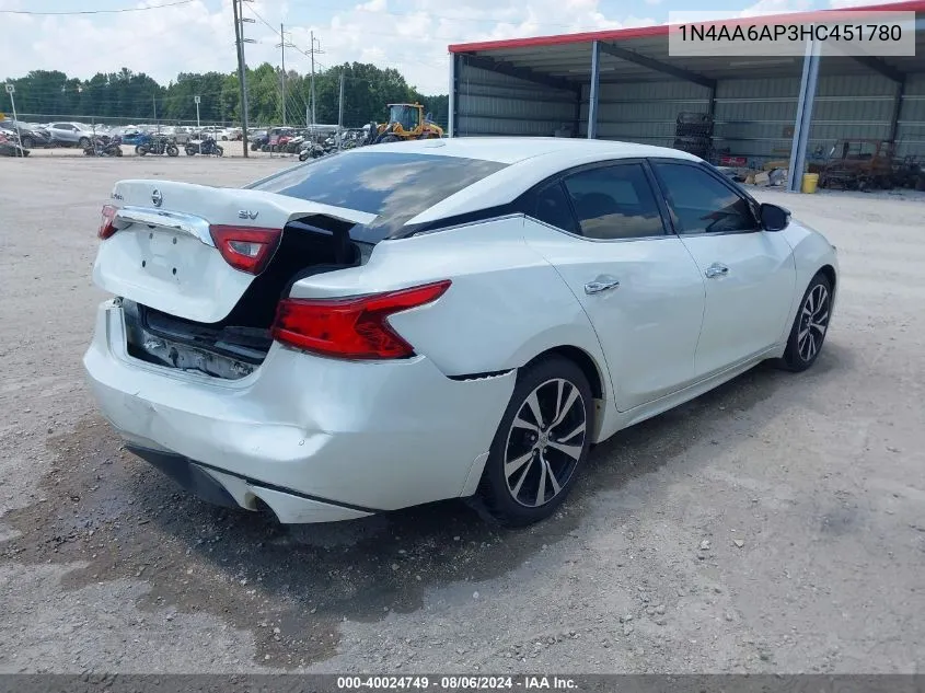 1N4AA6AP3HC451780 2017 Nissan Maxima 3.5 Sv