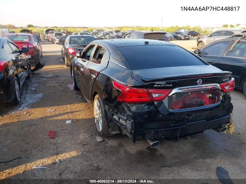 2017 Nissan Maxima 3.5 Platinum VIN: 1N4AA6AP7HC448817 Lot: 40063214