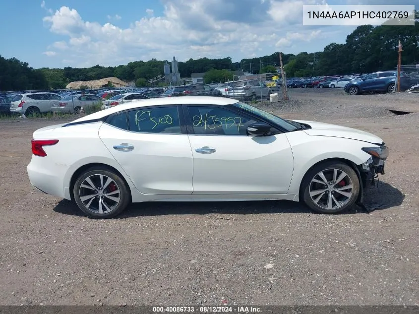 2017 Nissan Maxima 3.5 Sv VIN: 1N4AA6AP1HC402769 Lot: 40086733