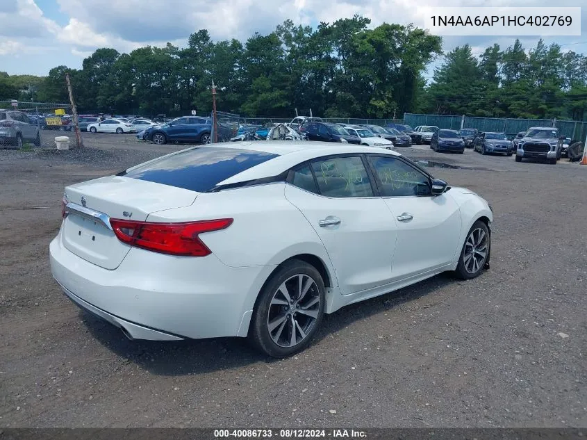 2017 Nissan Maxima 3.5 Sv VIN: 1N4AA6AP1HC402769 Lot: 40086733