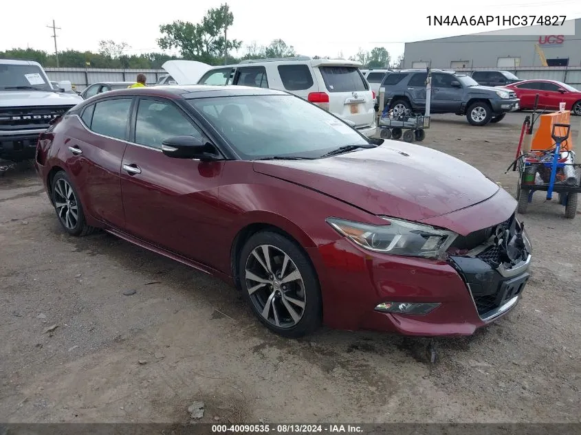 2017 Nissan Maxima 3.5 Sl VIN: 1N4AA6AP1HC374827 Lot: 40090535