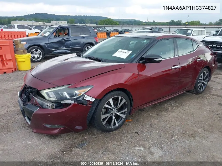 2017 Nissan Maxima 3.5 Sl VIN: 1N4AA6AP1HC374827 Lot: 40090535