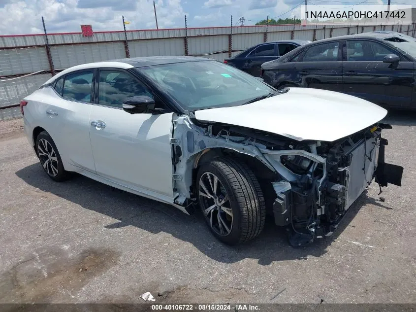 1N4AA6AP0HC417442 2017 Nissan Maxima 3.5S/Sv/Sl/Sr/Plat