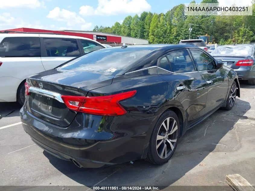 1N4AA6AP0HC403251 2017 Nissan Maxima 3.5 S