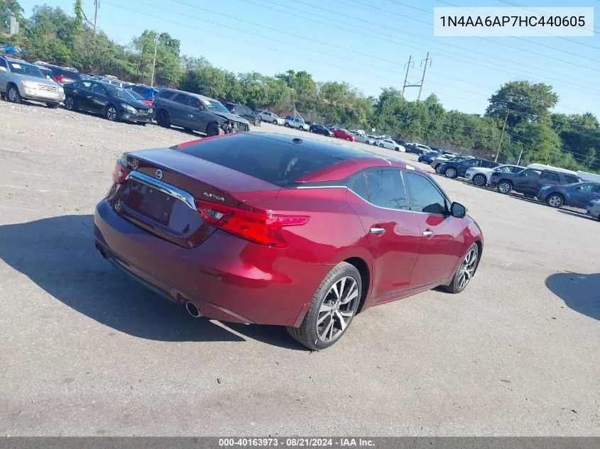 2017 Nissan Maxima 3.5S/Sv/Sl/Sr/Plat VIN: 1N4AA6AP7HC440605 Lot: 40163973