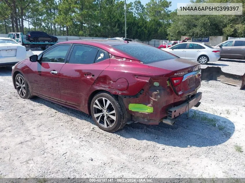 2017 Nissan Maxima 3.5 Sv VIN: 1N4AA6AP6HC399397 Lot: 40187141