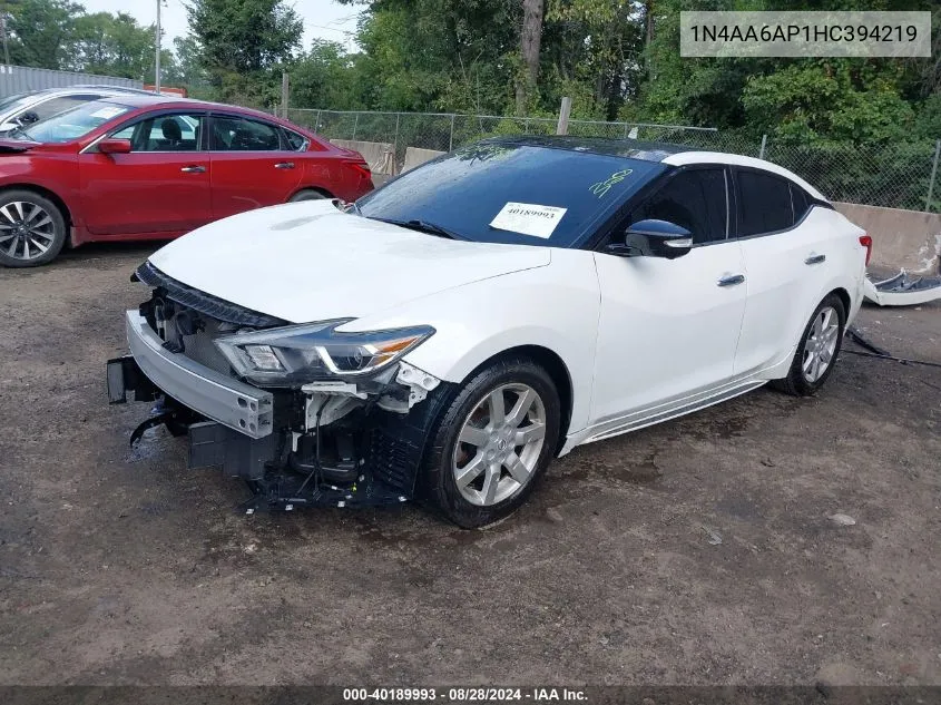 2017 Nissan Maxima 3.5 Platinum VIN: 1N4AA6AP1HC394219 Lot: 40189993