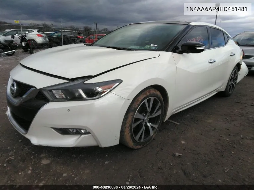 2017 Nissan Maxima 3.5 Sl VIN: 1N4AA6AP4HC451481 Lot: 40210693