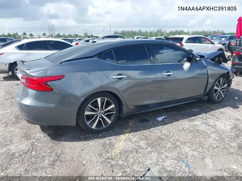 2017 Nissan Maxima 3.5S/Sv/Sl/Sr/Plat VIN: 1N4AA6APXHC391805 Lot: 40264796