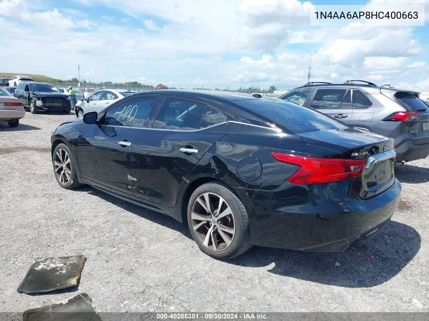 1N4AA6AP8HC400663 2017 Nissan Maxima 3.5 Sv