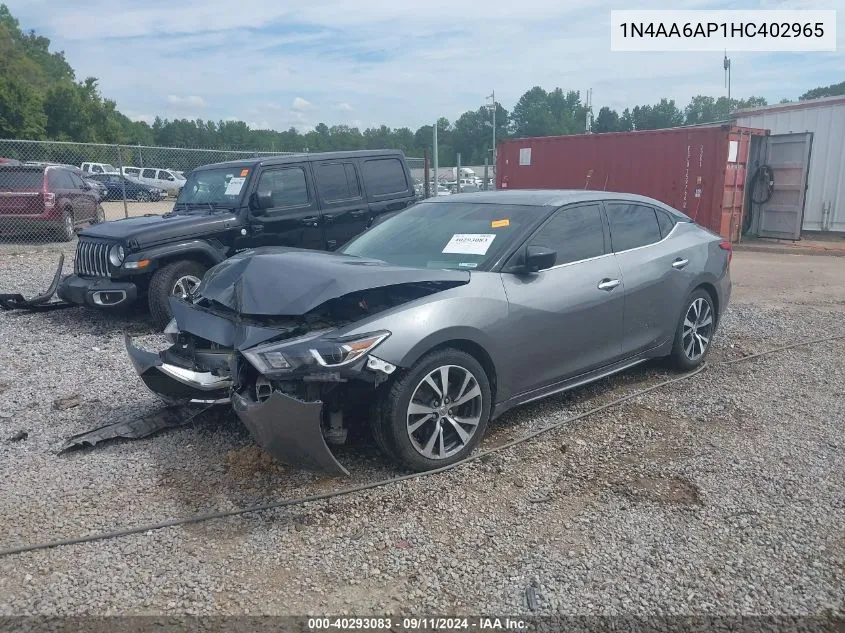 2017 Nissan Maxima 3.5 S VIN: 1N4AA6AP1HC402965 Lot: 40293083