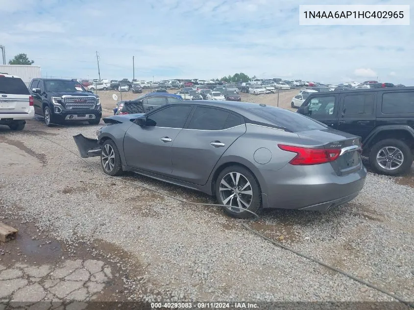 2017 Nissan Maxima 3.5 S VIN: 1N4AA6AP1HC402965 Lot: 40293083