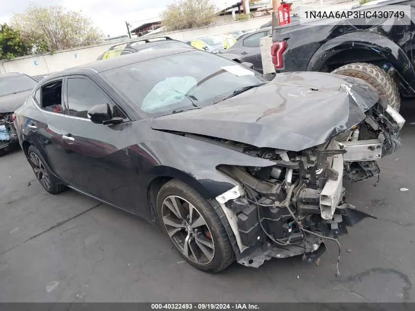 2017 Nissan Maxima 3.5 Sv VIN: 1N4AA6AP3HC430749 Lot: 40322493