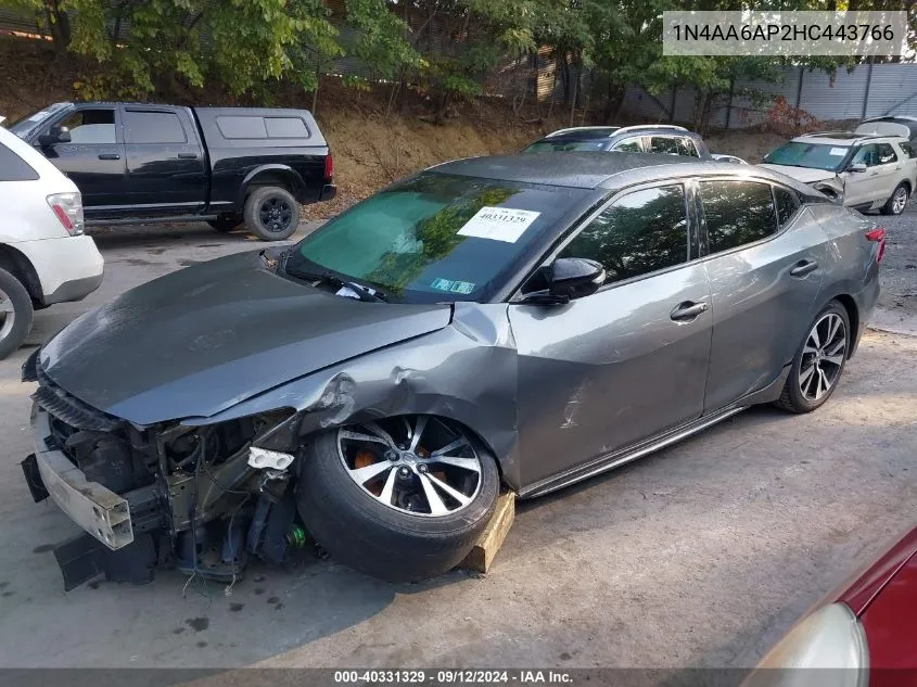 2017 Nissan Maxima 3.5S/Sv/Sl/Sr/Plat VIN: 1N4AA6AP2HC443766 Lot: 40331329