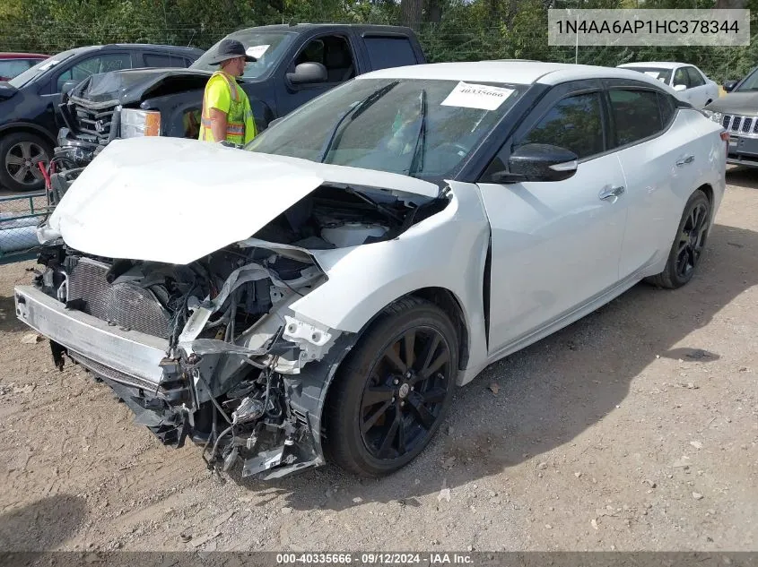 2017 Nissan Maxima 3.5 Platinum/3.5 S/3.5 Sl/3.5 Sr/3.5 Sv VIN: 1N4AA6AP1HC378344 Lot: 40335666