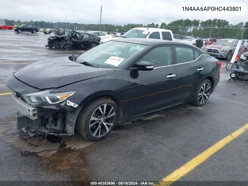 2017 Nissan Maxima 3.5 Sl VIN: 1N4AA6AP0HC443801 Lot: 40353696