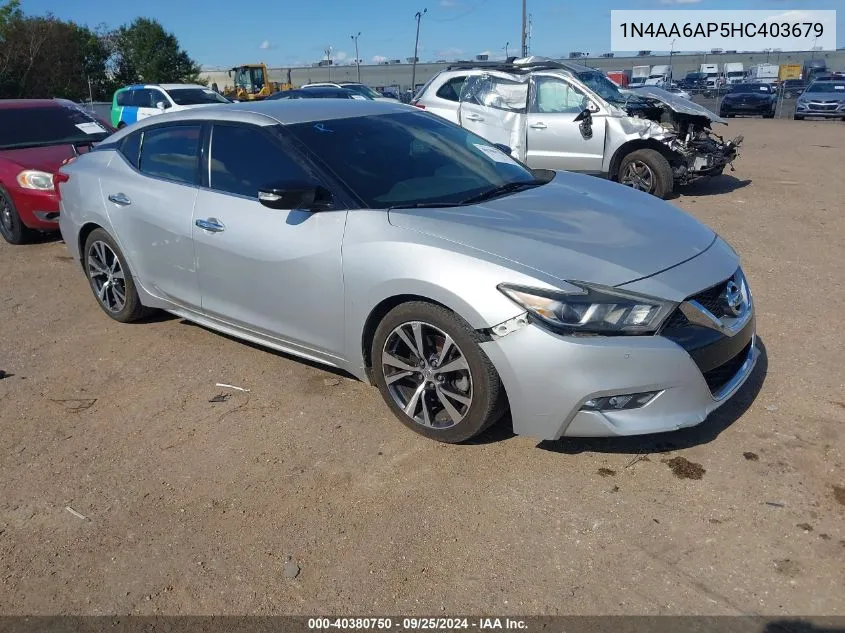 2017 Nissan Maxima 3.5 Sv VIN: 1N4AA6AP5HC403679 Lot: 40380750