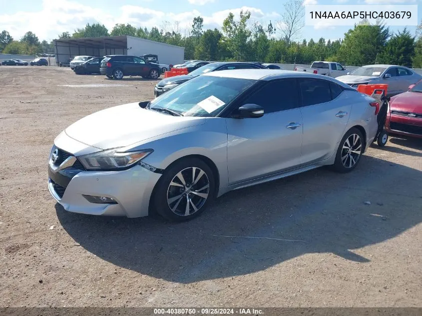 2017 Nissan Maxima 3.5 Sv VIN: 1N4AA6AP5HC403679 Lot: 40380750