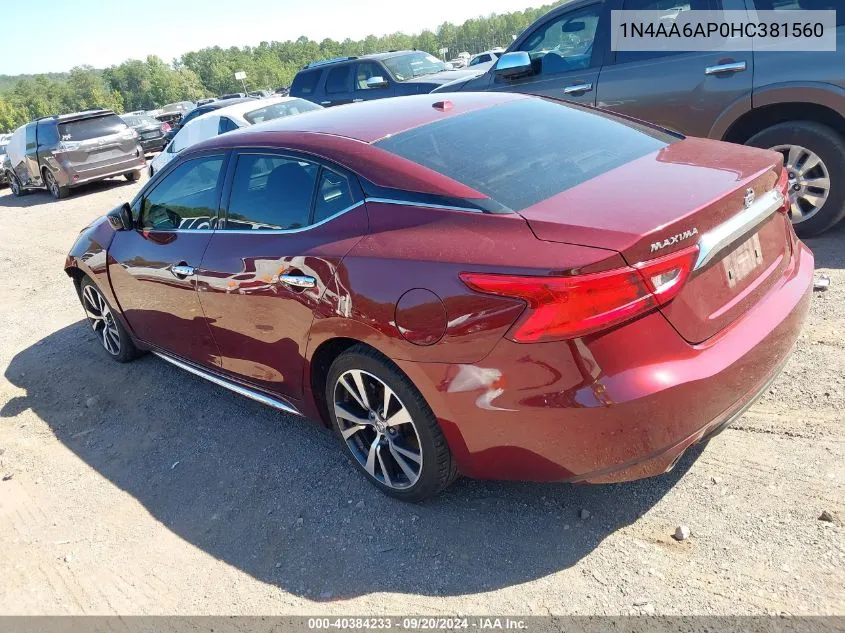 1N4AA6AP0HC381560 2017 Nissan Maxima 3.5 S