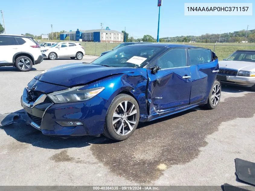 2017 Nissan Maxima 3.5 S VIN: 1N4AA6AP0HC371157 Lot: 40384335