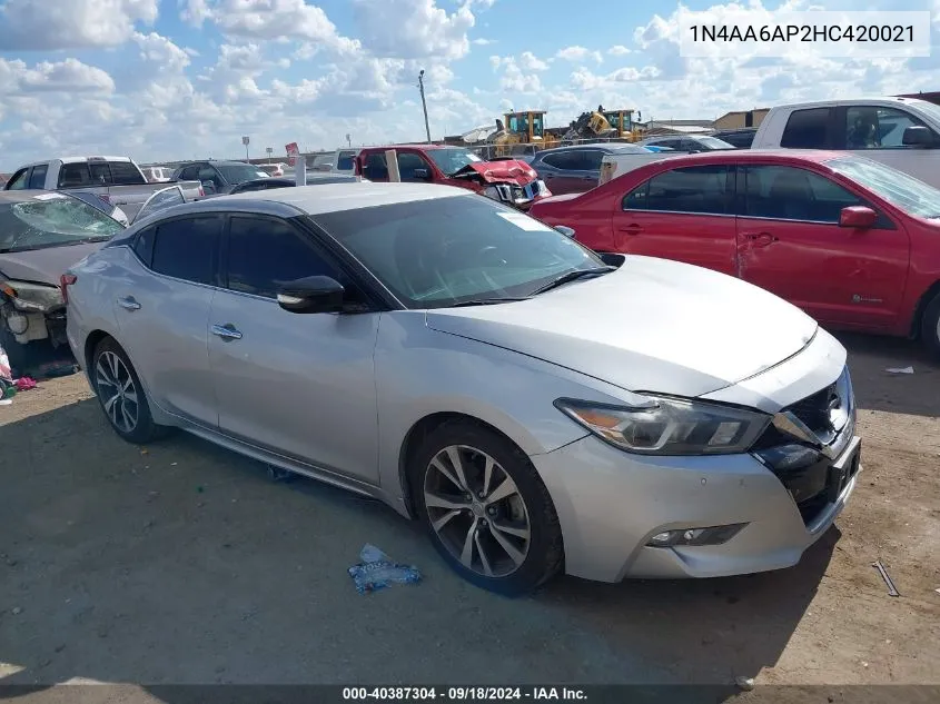 2017 Nissan Maxima 3.5 Sv VIN: 1N4AA6AP2HC420021 Lot: 40387304