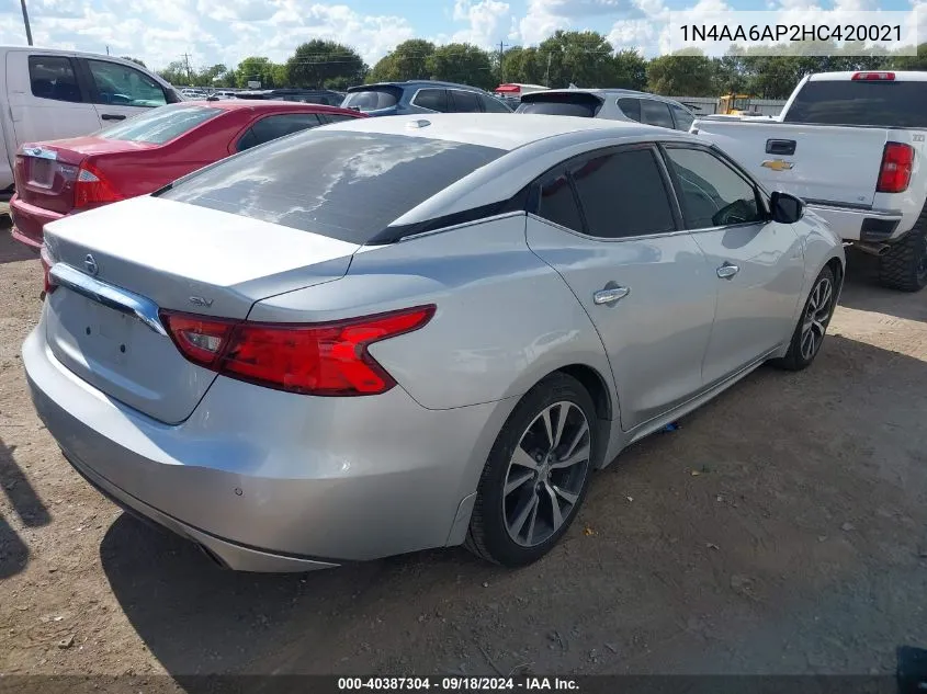 1N4AA6AP2HC420021 2017 Nissan Maxima 3.5 Sv