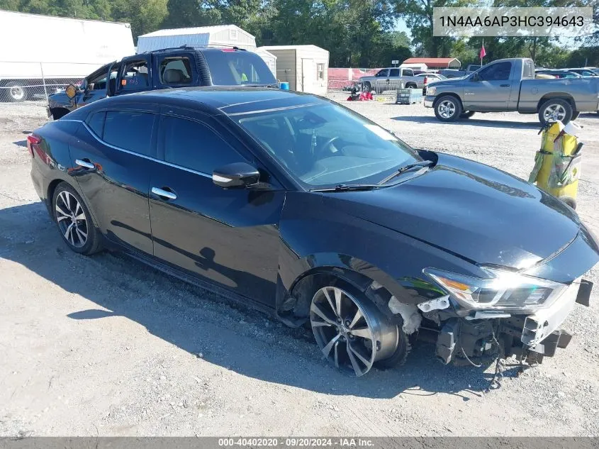 2017 Nissan Maxima 3.5 Platinum VIN: 1N4AA6AP3HC394643 Lot: 40402020