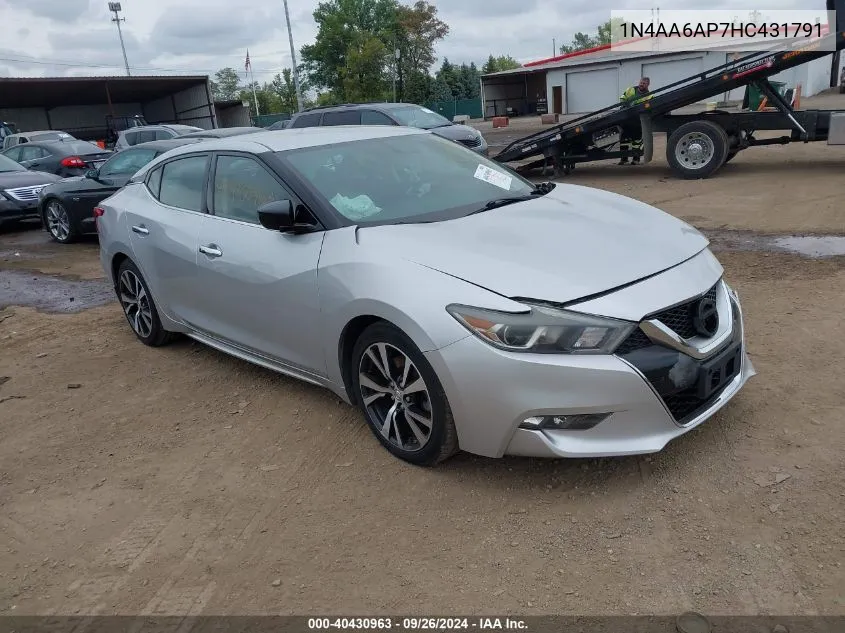 2017 Nissan Maxima 3.5 S VIN: 1N4AA6AP7HC431791 Lot: 40430963