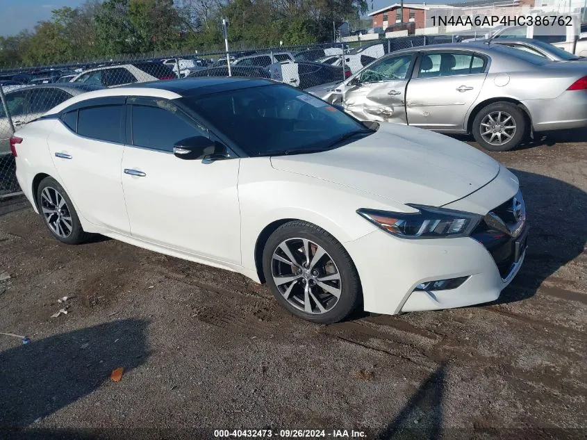 2017 Nissan Maxima 3.5S/Sv/Sl/Sr/Plat VIN: 1N4AA6AP4HC386762 Lot: 40432473