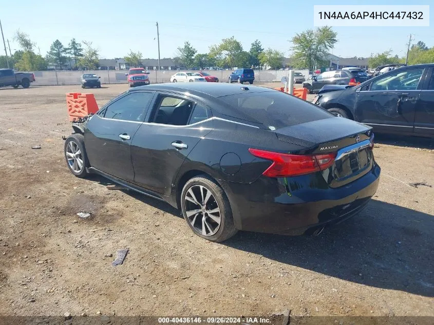 2017 Nissan Maxima 3.5S/Sv/Sl/Sr/Plat VIN: 1N4AA6AP4HC447432 Lot: 40436146