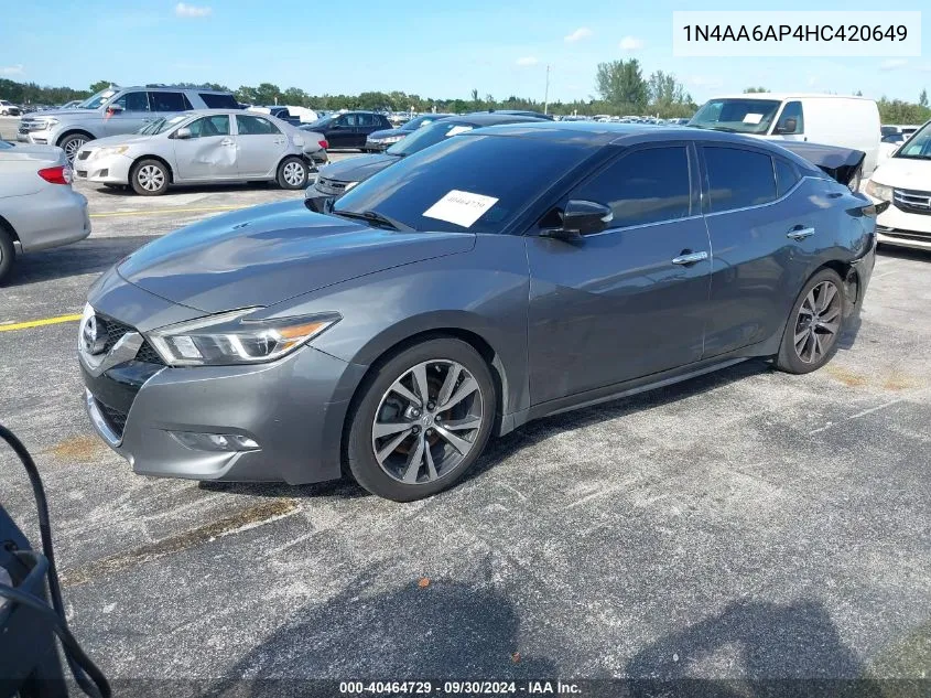 2017 Nissan Maxima 3.5 Sl VIN: 1N4AA6AP4HC420649 Lot: 40464729