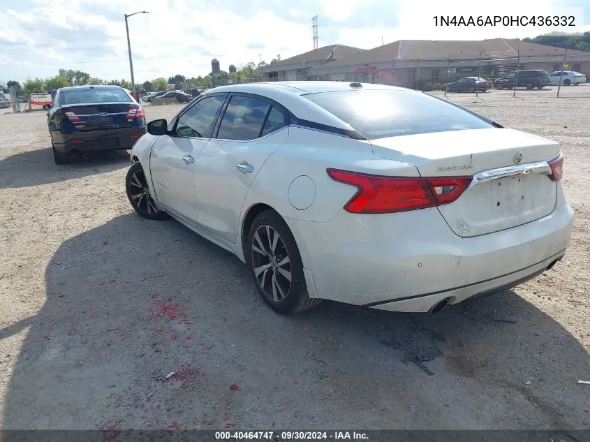 2017 Nissan Maxima 3.5 Sl VIN: 1N4AA6AP0HC436332 Lot: 40464747