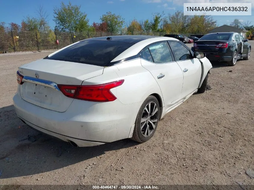 2017 Nissan Maxima 3.5 Sl VIN: 1N4AA6AP0HC436332 Lot: 40464747